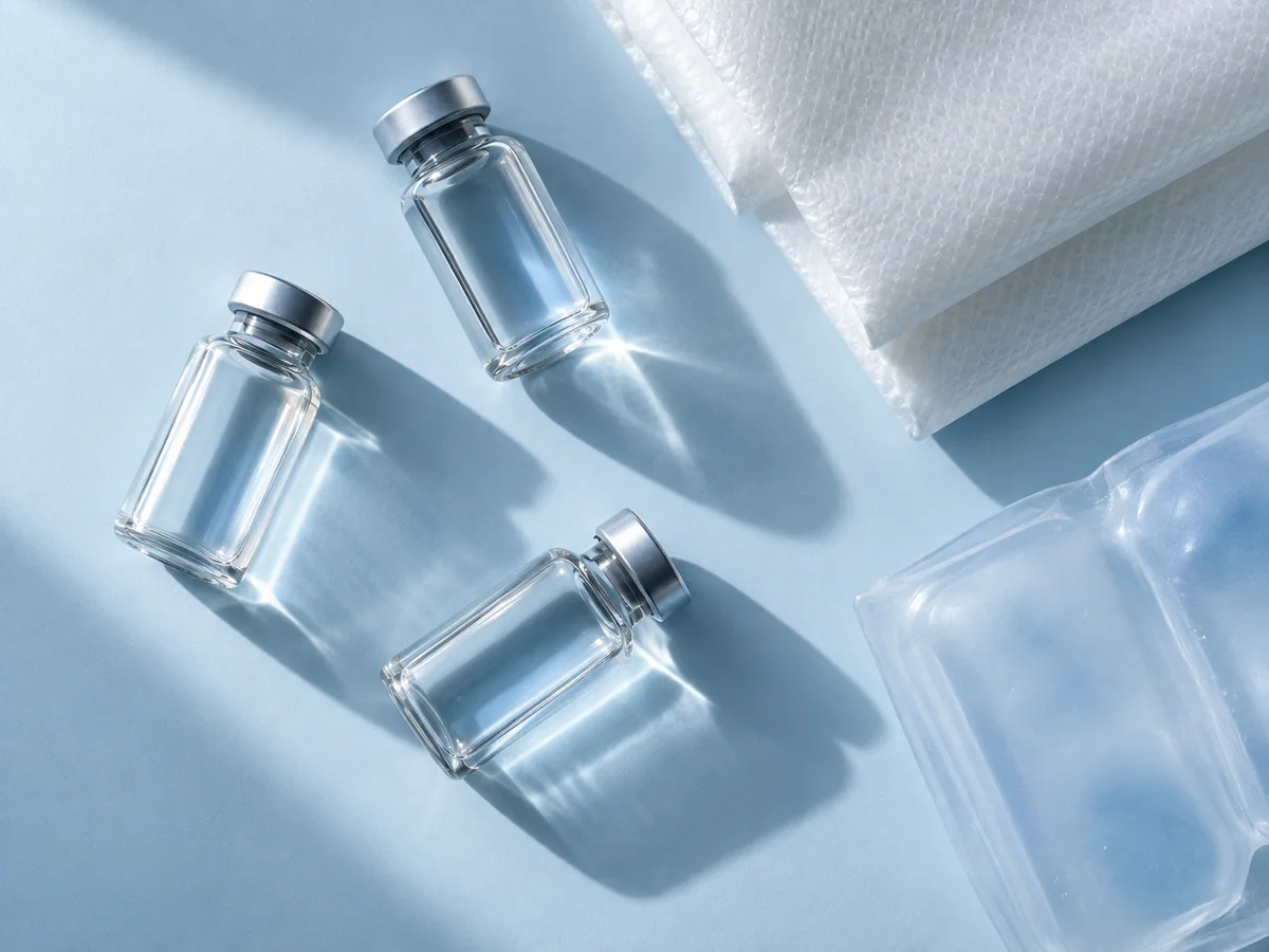 Close-up illustration of pharmaceutical vials and packaging